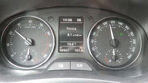 Skoda Roomster 1.6 MPI AT. Мгновенный расход топлива (круиз контроль на 110 км\ч) Режим D.