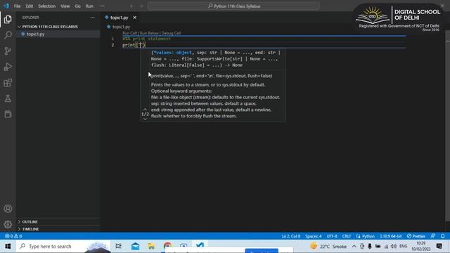 What is Print statement (Class-1) | Python For Class 11th in हिन्दी | Practical Training |