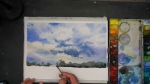 Watercolor painting tutorial - Cloudy sky