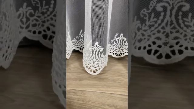 Турецкий тюль с вышивкой внизу на основе турецкой греческой сетки (матовая). Цвет: молочный смотреть онлайн