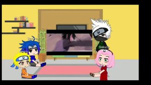 реакция маленькой команды номер 7||на бой Наруто и Саске против Момошики||