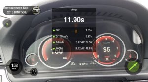 Разгон BMW 530D F10, 2014 год, Xdrive, stage 1, 0 - 100 км/ч, 1/4 мили, 100 - 200 км/ч.
