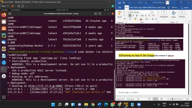 Building an Image in docker ,Running an app in the image,Pushing the Image into the Docker Hub