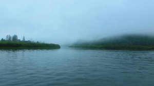 Река Лена - Село Таюра. Устье реки Таюры. Туманный вечер. (Усть-Кутский район, Иркутская область)