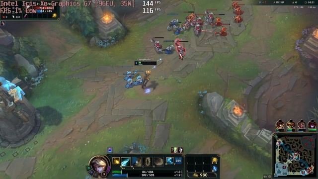 ? Intel Iris Xe Graphics G7 [96EU, 35W] - League of Legends gameplay benchmarks (1080p) смотреть онлайн