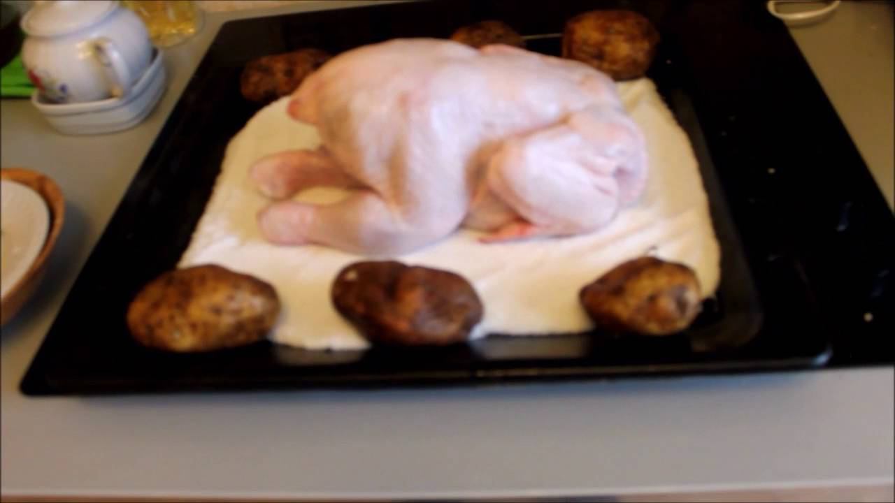 Как запечь курицу на соли. Рецепт. Быстро.