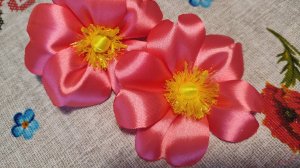 Роза – шиповник. Дикая роза: канзаши своими руками. Сборка пестика. Wild rose.