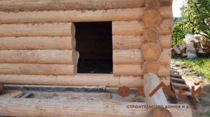 Сруб бани 6х6+1.5 м.выноса крыши. Рубленные фронтоны. Врубная пятая стена