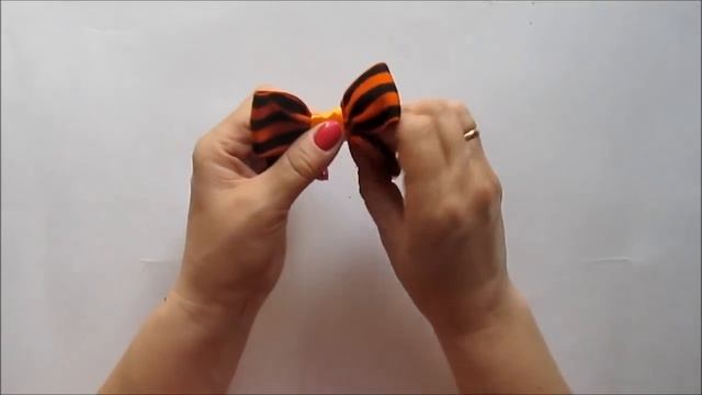 Праздничная брошь ко Дню Победы.  БАНТ. Канзаши /МК/Hand мade/DIY/ Kanzashi