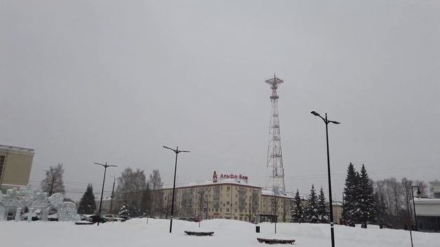 Центральная площадь г.Ижевск зимой.