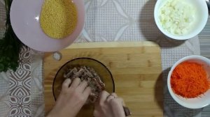 Рыбный суп с сайрой и пшеном.
