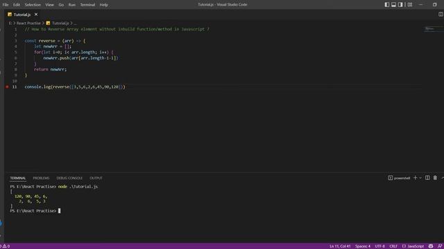 Most Asked Interview Questions || Reverse Array elements without using inbuilt method #5 #javascrip