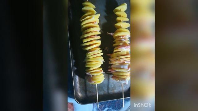 Картофель запечёный на шпажках с сырокопченым беконом смотреть онлайн