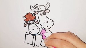 Как нарисовать Дашу и Борю | Бурёнка Даша | мультик раскраска для детей и малышей