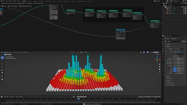 LIVENODING Random Stacking Affected By Distance Proximity Value Using Geometry Nodes