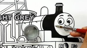 Draw a train James The Red Engine . learn colors easy coloring pages for kids
