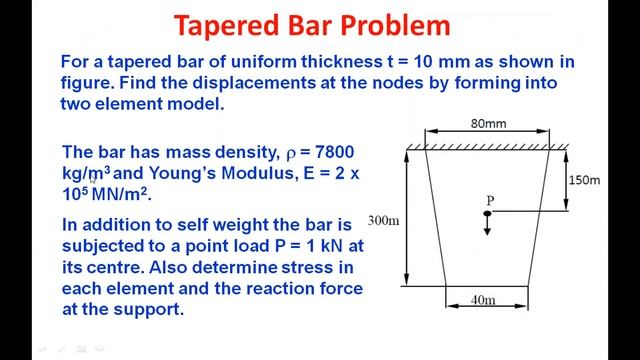 Introduction to Finite Element Analysis-part 10- Tapered bar problem in Finite element analysis смотреть онлайн