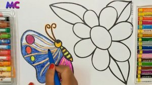 Learn Colors Coloring Pages Flower and Butterfly For Kids | Magic Colors