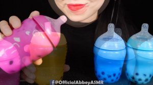 ASMR RAINBOW VARIETY BABY BOTTLE BUBBLE TEA BOBA PEARLS *DRINKING SOUNDS EATING SOUNDS 무지개 타피오카 펄 먹