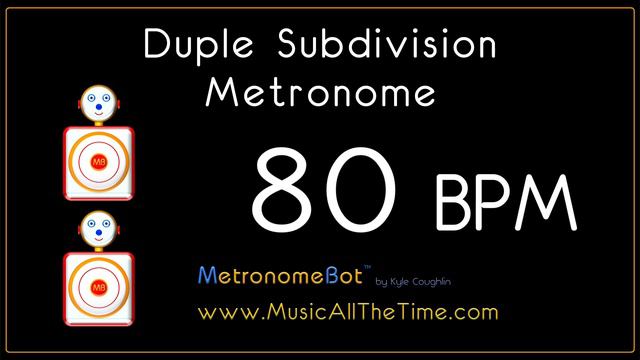 Duple subdivision metronome at 80 BPM MetronomeBot смотреть онлайн