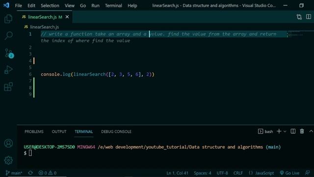 Data Structure And Algorithms #17 Linear Search In Javascript
