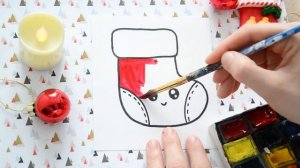 Новогодние РИСУНКИ / Как нарисовать новогодний НОСОК