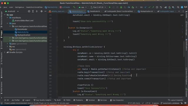 Realm Database (Add, Edit, Search, Delete) Kotlin Full Tutorial in View Binding