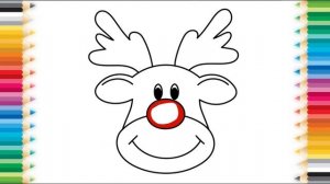 Как нарисовать НОВОГОДНЕГО ОЛЕНЯ | Мультик - раскраска ОЛЕНЬ | Учим цвета на Русском и Английском