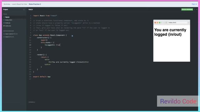 State Practice 2 | React JS  Course for Beginners | React JS Tutorial | #revildo_code