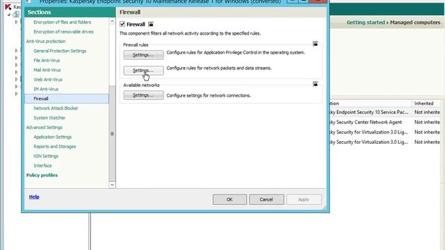 How to open FTP port in Kaspersky Endpoint Security 10 policy