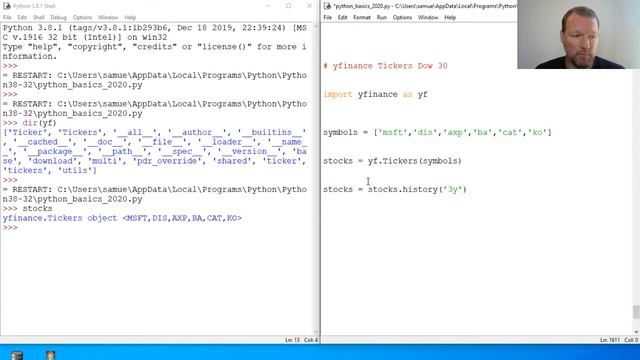 Python Basics Tutorial Download Stock Data With Yfinance Tickers For Dow 30