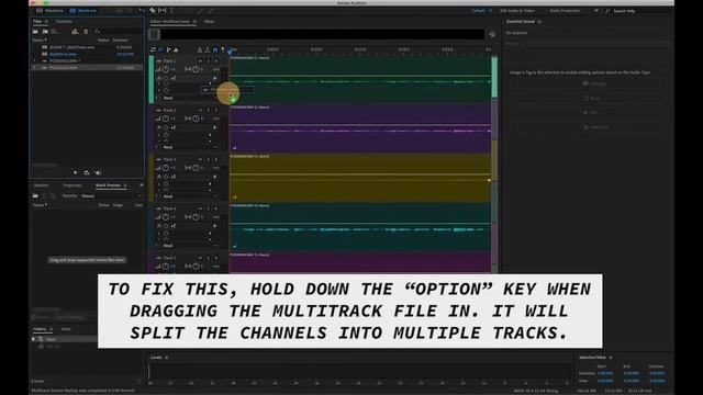 How To Load A Multitrack File With Multiple Channels Into Separate Tracks In Adobe Audition
