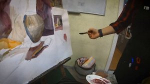 Урок живописи в «Русской школе искусств» с Евгенией Александровной Артемьевой. . 6 класс.