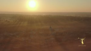 Рассвет над монастырём Оптина пустынь, туманное утро, осень 2021 г.