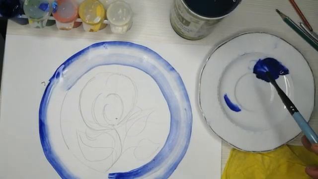 5 класс. Выполнение эскиза тарелки в технике гжельской росписи