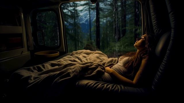 Sleep Instantly In 3 Minutes With Heavy Rain On Window On The Camping Car | Rain Sound For Sleeping