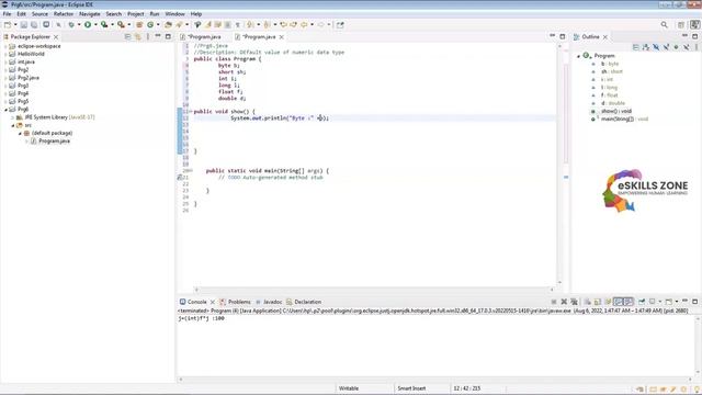 JAVA - Lecture 9 PROGRAM  DEFAULT VALUE OF NUMERIC DATA TYPE