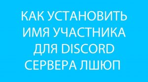 Как настроить своё имя на Discord #ЛШЮП #Новосибирск