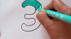 Let's learn to Number 3 drawing and coloring for kids. Bolalar uchun raqamlar chizish. Nummer ziehe