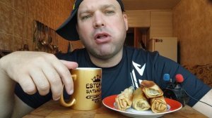 ОБЖОР блины с мясом и печенью/мукбанг блинный