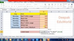 SUMIF formula in excel | Hindi || Excel sumif formula examples in hindi | Deepak EduWorld