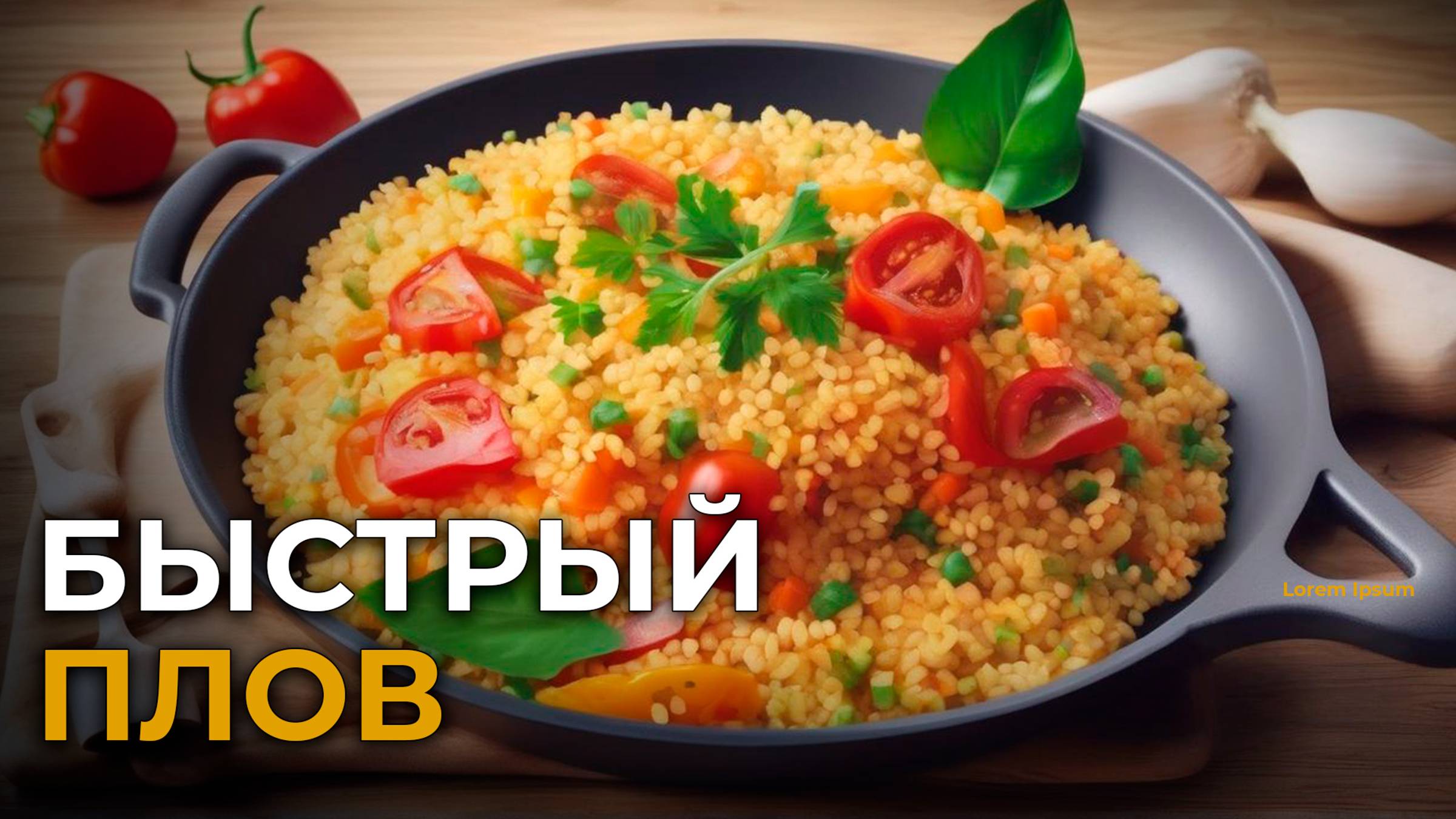 Быстрый плов на сковородке из курицы и булгура за 20 минут