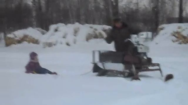 Эх! Прокачу. Езда на самодельном снегоходе. чертково. смотреть онлайн