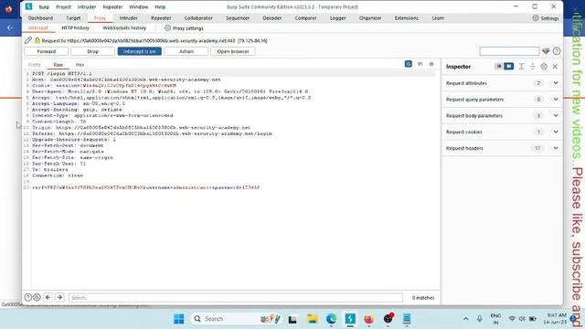 Burp Suite: SQL injection | Apprentice | SQL injection vulnerability allowing login bypass смотреть онлайн