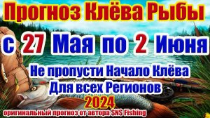 Не пропусти жор рыбы Прогноз клева рыбы на неделю с 27 Мая по 2 Июня Лунный Календарь рыбака