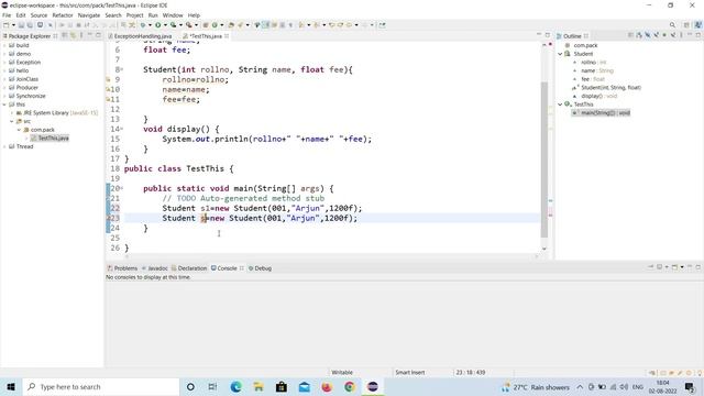 Java Tutorial | This keyword | Eclipse IDE смотреть онлайн