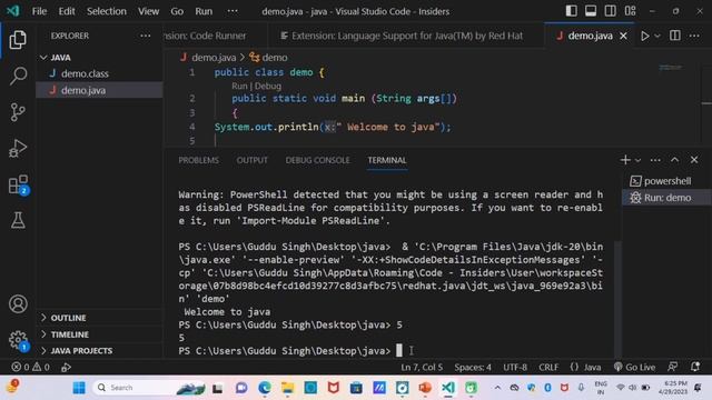#5/ Java first Perogram || Java First Perogram Explanation || Java First Perogram in VsCode #java
