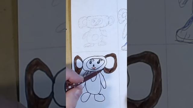 We draw Cheburashka, how to draw Cheburashka step by step easily with felt-tip pens, a #Shorts