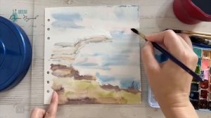 Морской пейзаж акварелью.