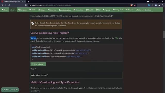 Method Overloading | JAVA | OOPS in 10 Mins (Short Examples) main method overloading | TypePromotio
